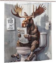 Funny Husky Shower Curtain Humor Husky Animal Sitting on Toilet Reading Newspaper Shower Curtains  Shower Curtain for Bathroom 90x180CM black