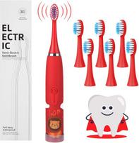 Vaikiškas elektrinis dantų šepetėlis, animacinis, raudonas, įkraunamas, 6 galvutės, EN