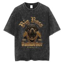 Rottweiler Dobermanas Vintage skalbinti marškinėliai vyrams Hip Hopo tendencija trumpomis rankovėmis marškinėliai vyrams Mada Oversize marškinėliai Streetwear 3XL black