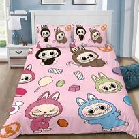 Mieli Dantukai Naujas Anime La-BuBu Rožinis Antklodės Užvalkalų Rinkinys HD Antklodės Užvalkalas Vaikų Lovos Patalynės Rinkinys Lovos Patalynė Miegamojo Dekoras AU Single 140x210