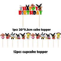 Triušiukas Vaikams Bing Gimtadienio Šventės Reikmenys Dekoracija Balionas Vėliavėlė Cupcake Viršus Rekvizitas Set 3-13pcs