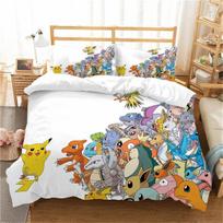 Pokemon 3D Pikaču Antklodžių Užvalkalai Anime Spausdinti Patalynė vaikams berniukams mergaitėms suaugusiems Vaikų Patalynės Komplektas Šventinė Dovana 200x200cm-3pcs