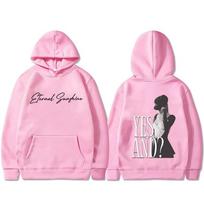 Ariana Grande Taip ir Dvigubos pusės grafinis džemperis su gobtuvu Unisex Atsitiktinio stiliaus mada Per didelis džemperis Vyriškas Moteriškas Hip Hop Rock Džemperiai su gobtuvu S white