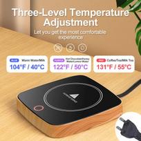 55 °C puodelių šildytuvas, medienos imitacija, ES 220 V, 3 temperatūros