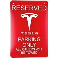 Voss Collectables Tesla automobilio rezervuota stovėjimo vieta tik aliuminio ženklas su apsauga nuo visų oro sąlygų ir UV spindulių 20x30cm（7.8x11.8inch） red