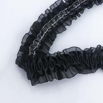 Elegantiška Dviguba Poliesterio Elastinga Juosta Skaidri Šifono Nėrinių Lolita Sijono Aksesuarai Rankų Darbo Pasidaryk Pats Ruffles Nėrinių Dekoracija Namų Dekoras unencrypted 3.8cm*5 yards black
