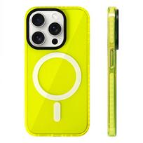Skaidrus neono spalvos MagSafe telefono dėklas, skirtas iPhone 17 16 15 Pro Max 14Pro 13 14 12, belaidžio įkrovimo, minkšto silikono buferio dangtelis For iPhone 16e