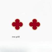 9mm Keturlapio dobilės Mini Auskarai Raudonas Juodas Agatas Baltas Kriaukles Naujas Atvykimas Moteriški Auskarai 9mm-925 silver red
