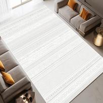 Kremas Dryžuotas Minkštas Kilimas Minimalistinė Prabanga Didelio Ploto Svetainės Kilimai Lengvai Valomas Miegamojo Lovos Šoninis Kilimėlis Skalbiamas Mašinoje Kilimas 60*90cm white