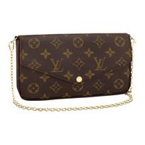 Louis Vuitton Felicie Pochette Klasikinis Monogramos Dengtas Drobės Ir Odos Trys Viename Grandinėlės Rankinė Moteriška Pečių Rankinė Ruda M61276 Gift Set(Basic Set+Box+Shopping Bag) brown