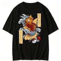 Pok É Mon Retro Karpų Karalius Magikarp Banga Trumpomis Rankovėmis Marškinėliai Laisvi Vaikų Viršutinė Dalis Medvilnė Vasariniai Nauja Tendencija 160 brown