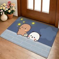 Bubu and Dudu Cute Floor Mat Cozy Flannel Soft Thick Non-Slip Mat for Living Room Bedroom Kitchen Decor Rugs 40x60cm