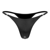 Moterims Metalinis G-Stringas T-formos maudymosi kostiumas Aukštas juosmuo Reguliuojamos petnešėlės T formos nugara Mikro kelnaitės M juoda