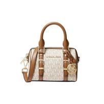 Michael Kors Bedford odinis Boston tipo krepšys su logotipų spaudiniu Moteriški krepšiai Vanilės-Baltas Gilių Rudo 32F9G06C0B-149 Mini brown