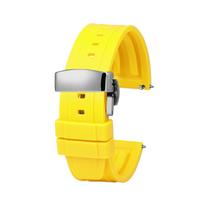20mm 22mm 24mm lenkta galinė guminė laikrodžio apyrankė Omega 300 /Seiko /TAG Heuer F1 silikoninė apyrankė Laikrodžio priedai 24mm yellow
