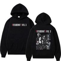 2026 Leon Kennedy Resident Evil 3 Spausdintas Hoodie Vyrams Moterims Laisvas Vilnos Puloveris Palaidinė Vintažinė Mada Per dydį Su Gobtuvu Gatvės Stilius M juoda