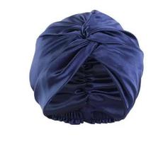 100 šilkinių turbanų kepuraičių moterims, susuktos miego naktinės kepuraitės, 19 mommių gryno šilko plaukų apdangalas garbanotoms moterims, galvos apdangalas tamsiai mėlyna spalva