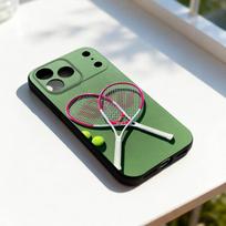 Sportinis T-Tenisas Šaunus telefono dėklas Silikoninis Juodas Minkštas iPhone 17,16,15,14,13,12,11,Pro,Max,Plus,E,SE4,Air,Mini iPhone15promax