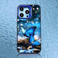 Mėlynas drugelis Gražus sparnas Telefono dėklas iPhone 16,15,14,13,12,11,Pro,XS,Max,Plus,Mini,SE Mėlynas saldainis Matinis Atsparus smūgiams Dangtelis iPhone13mini blue