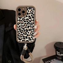Leopardo rašto telefono dėklas su dirželiu Motorola Moto Edge 70 G86 G56 G15 G24 50 G35 G34 G75 PLAY G85 60 Fusion Stylus Pro 4G 5G Moto G52 4G