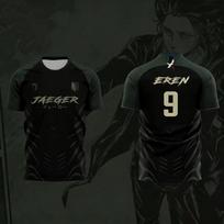 Attack On Titan 3D spausdinti marškinėliai, Anime sportiniai kvėpuojantys trumparankoviai, Unisex futbolo marškinėliai M black