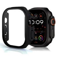Grūdintas stiklas+Dengtelis Apple Watch Ultra 3 2 1 49mm PC Buferis Ekrano apsauga Dėklas iWatch Series Ultra 3 49mm Priedams Ultra-1 49mm juoda