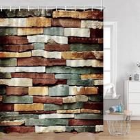 Wood Board Art Pattern Shower Curtain Brick Wall Farmhouse Farmhouse Bathroom Waterproof Shower Curtain Decoration W60H190(CM)-1 Pcs black