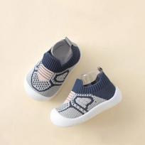 Baby Shoes Anti-slip Breathable Infant Crib Floor Socks with Rubber Sole for Children Girls Boys Mesh Shoes Soft Bottom Slippers 0-6 Months tamsiai mėlyna spalva