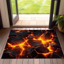 Lava Flow Doormat Unique 3D Design for Home Decor | Volcanic Themed Rug Entrance Mat Anti Slip Carpet Can Be Machine Washed 40x60CM