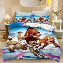 Ledynmečio Manny Scrat Antklodės Užvalkalų Rinkinys Lovos Patalynės Antklodžių Rinkiniai Karališko Dydžio 3D Vaikų Patalynės Rinkinys 135x200cm blue