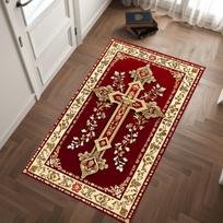 Prabangus raudonojo aukso kryžiaus maldos kilimėlis Ortodoksų bažnyčios altoriaus grindų kilimėlis Religinio garbinimo kilimas Šventos namų dekoravimo zonos kilimas 40cm x 60cm brown