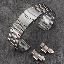Curved End Solid Stainless Steel Strap 18mm 20mm 22mm 24mm Men's Metal Double Press Folding Buckle Bracelet Watch Band for Seiko 20mm gray