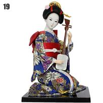 Japoniška geišos lėlė Azijietiški rankų darbo gaminiai Kimono lėlė Namų stalo dekoras Miniatiūrinės figūrėlės Skulptūrų kolekcija Dovana Kūrybingas brown