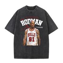 benber vintage Dennis Rodman Vintage Washed TShirt Men Women Cool Hip Hop Gothic Loose Casual   ONeck Highstreet Harajuku YK Fashion S black