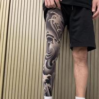 1 vnt. kvėpuojančios tatuiruočių kojinės, elastinės pilno ilgio kojinės, gyvatės raštas, vyriškos, apsaugančios nuo saulės, sportinės Style 10 gray