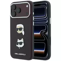 Karl Lagerfeld Case Saffiano with Karl  AND  Choupette Heads Pins  AND  Logo for iPhone 18 Pro / 17 Pro burg