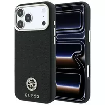 GUESS Grained Round Strass Logo MagSafe Case for iPhone 18 Pro Max / 17 Pro Max Black