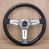 14 colių 350 mm Automobilių lenktynių sportinis vairas Juodas ABS Klasikinis vairas Chromuoti stipinai A