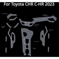 TPU apsauginė plėvelė Toyota C-HR 2023 interjero prietaisų skydeliui ir panelėms - Atspari įbrėžimams, savaime besigydanti, skaidri Set / Matte transparent / RHD juoda