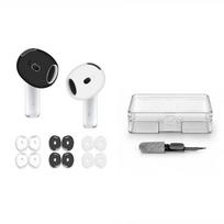 Silikoniniai neslystantys sportiniai ausų dangteliai, 6 poros AirPods 4, ausų įvorės su dėklu ir atsitiktinės spalvos valymo rašikliu For AirPods 4 juoda