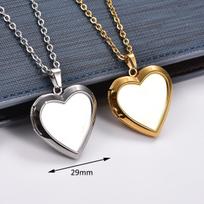 Stainless Steel Love Heart Photo Locket Pendant for Women Men Openable Picture Box Frame Charms Chain Necklace Metal Jewelry Gold black