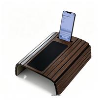 Sulankstomas medžio masyvo sofos porankio padėklas - Medinis užkandžių, gėrimų ir maisto padėklas namų naudojimui 43.1cm x 34.1cm ruda