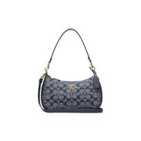 COACH Teri audinio su karvės oda petinė rankinė, rankinė, petinė rankinė vidutinio dydžio moteriška džinsų mėlyna CH139-IMDEI One Size 1 gray