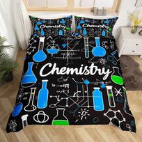 Cheminių elementų periodinė lentelė Antklodės užvalkalas Chemijos mokslas Lovos trijų dalių komplektas Miegamojo kambario dekoracija EU single 135*200 black