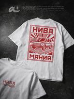 Oversized T-Shirt with Niva Mania Print 2XL brown