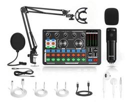 Live Streaming Sound Card & Condenser Microphone Set for Desktop & Mobile