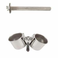 Clamp On Cage Bird Perch Aluminum Alloy Beech Wood Stainless Steel Double Feeding Cup Adjustable Twisted Beech Wood gray