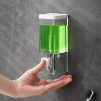 No Drill Wall Mounted Manual Press Soap Dispenser Transparent Soap Bottle Shampoo Dispenser for Bathroom Shower Accessories 1PC
