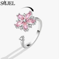 Fidget Spinner Ring Anxiety for Women Crystal Demon Eyes Anti Stress Rings Flower Planet Sun Rotating Jewelry Wedding Gift resizable gray