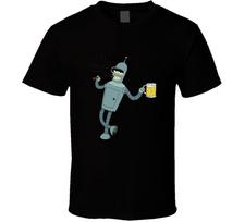 Bender Futurama Cartoon T Shirt L gray